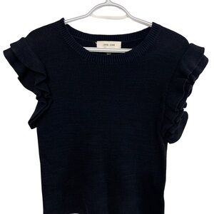 John + Jenn dark navy blue Ruffle Sleeve Top